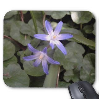 blue purple white star flower mouse mat