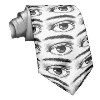 Fun Black and White Vintage Eye Illustration Custom Tie