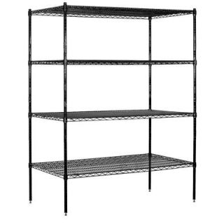 Salsbury Industries 9600S Series 60 in. W x 74 in. H x 24 in. D Industrial Grade Welded Wire Stationary Wire Shelving in Black 9654S BLK