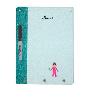 Personalized name pink princess turquoise glitter Dry Erase whiteboard