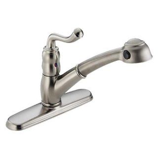 Delta Saxony 473 SS Kitchen Pull Out Spray Faucets Stainless   Touch On Kitchen Sink Faucets  