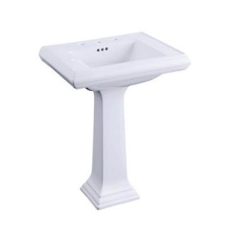 KOHLER Memoirs Pedestal Bathroom Sink Combo with 8 in. Centers and Classic Design in White K 2258 8 0
