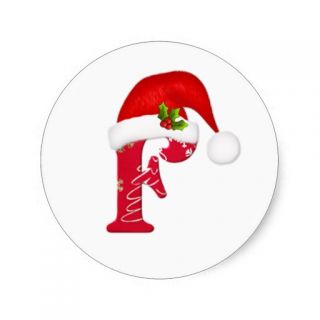 Monogram letter F, Santa hat Christmas  Sticker
