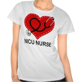 Nicu Nurse Heart Stethoscope Tees