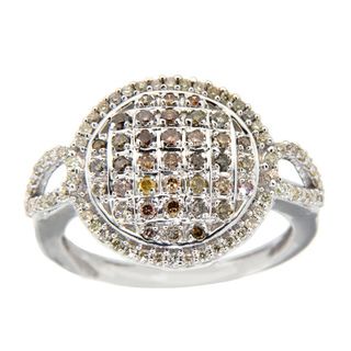 10k White Gold 3/4ct TDW Brown Diamond Fashion Ring (Size 7) D'sire One of a Kind Rings