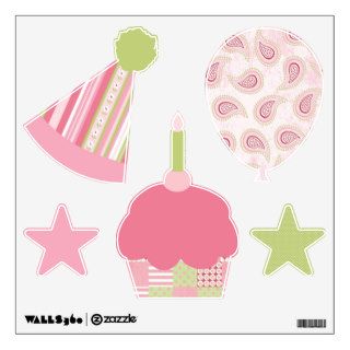 Pink and Lime Birthday party Fro Little Girls Wall Graphic