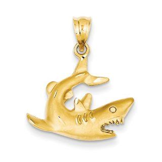 14K Yellow Gold Shark Pendant 25mmx21mm Jewelry