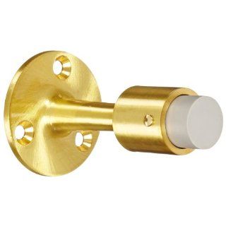 Rockwood 474.4 Brass Door Stop, #12 x 1 1/4" FH WS Fastener with Plastic Anchor, 2 1/4" Base Diameter x 3 3/4" Height, Satin Clear Coated Finish