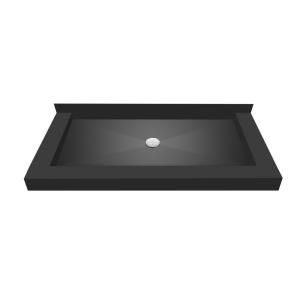 Redi Base 48 in. x 60 in. Fully Integrated Triple Threshold Shower Base with Center PVC Drain in Black with Triple Curb P4860CDT PVC 22x30 4.5 4.5