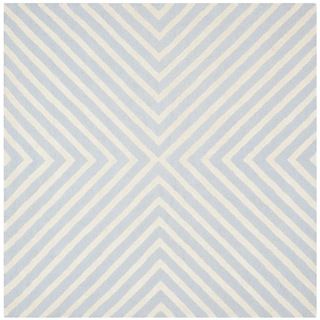 Hand tufted Moroccan Cambridge Ivory/ Light Blue Wool Rug (6 Square)