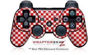 Sony PS3 Controller Decal Style Skin   Checkered Canvas Red and White Video Games