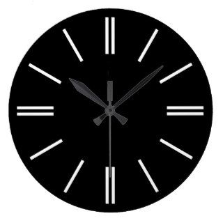 Black Background White Lines Wall Clock