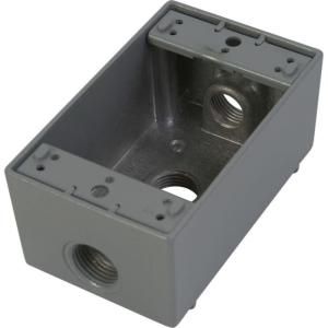 Greenfield 1 Gang Weatherproof Electrical Outlet Box with Three 1/2 in. Holes   Gray B23PS