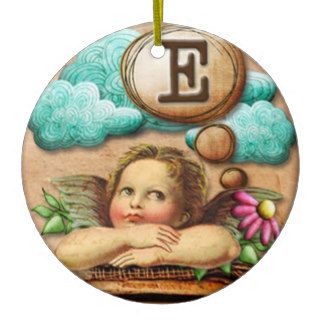 wishful thinking angel cherub initial letter E Ornament