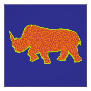Orange Polka Dot Rhinoceros Print
