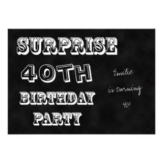 Surprise 40th Birthday Party Invitation Chalkboard