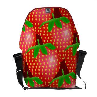 Sweet Juicy Red Strawberry Wallpaper Design Commuter Bag