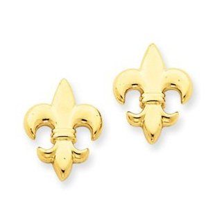 14k Gold Small Fleur De Lis Earring Stud Earrings Jewelry