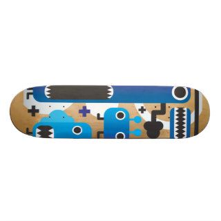 Cool skateboard with blue monster graphics