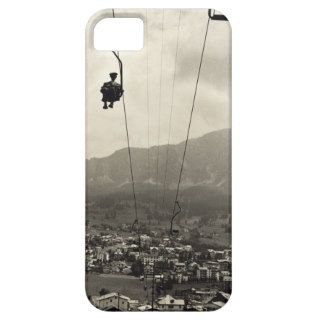 Man Riding Chair Lift Above Town iPhone 5 Case
