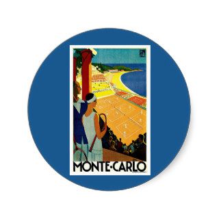 Vintage Travel, Tennis, Sports, Monte Carlo Monaco Sticker