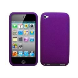 Premium Apple iPod Touch 4th Gen Purple Silicone Case Apple Headphones
