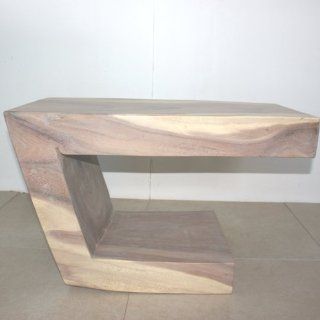 Balance Table 30Lx16Wx18 inch H Sustainable Monkey Pod Wood in Eco Friendly Livos Agate Grey Oil Fin   End Tables