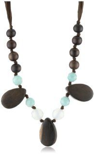 Wasabi by Jill Pearson "Hara" Wood Pear Drops Necklace Jewelry