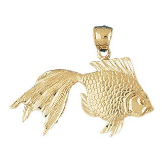 14K Gold Charm Pendant 4.7 Grams Nautical>Goldfish, Salmon583 Necklace Jewelry