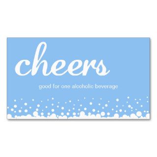 Blue cheer bubble wedding custom bar drink ticket business card templates