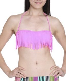 Wet Seal Women's Solid Fringe Bandeau XL Hot Pink