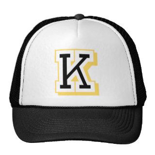 Black and Yellow Letter K Mesh Hats