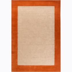 Hand woven Mandara Orange Border Rug (5' x 7'6) Mandara 5x8   6x9 Rugs