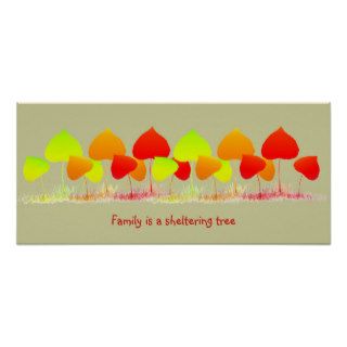 Family Quote Sheltering Tree Colorful Leaves Poster