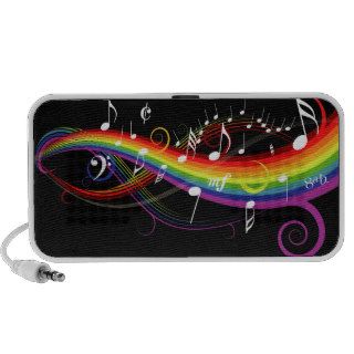 Rainbow White Music Notes Doodle Speaker