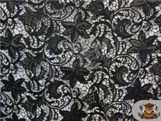 Guipure Lace Sequin Floral Fabric BLACK / 49" Wide / Sold by the yard