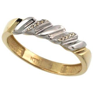 10k Gold Men's Diamond Wedding Ring Band, w/ 0.063 Carat Brilliant Cut Diamonds, 3/16 in. (5mm) wide, size 10.5 Jewelry