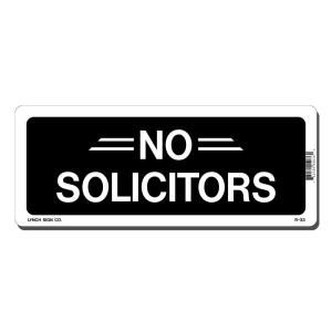 Lynch Sign 10 in. x 4 in. Black on White Plastic No Solicitors Sign R  33