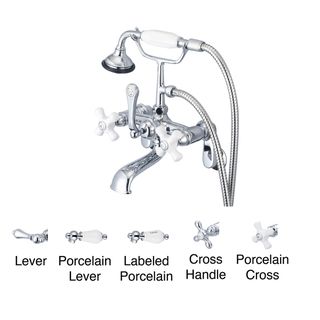 Water Creation F6 0009 01 Vintage Classic Adjustable Center Wall Mount Tub Faucet With Swivel Wall Connector And Handheld Shower