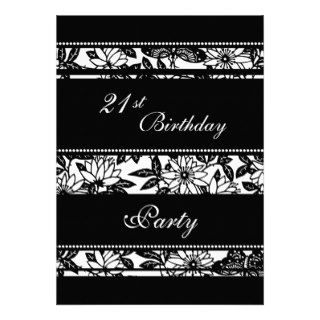 Black and White 21st Birthday Party Invitations