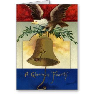 Vintage 4th of July with Eagle and Liberty Bell Greeting Card