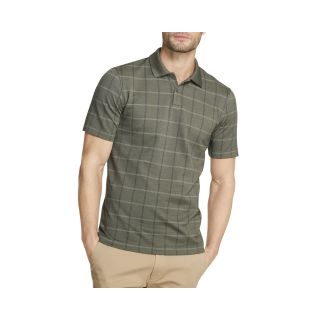 Van Heusen Short Sleeve Windowpane Polo Shirt, Green, Mens