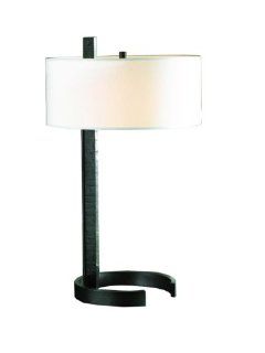 Hubbardton Forge 276301 07 478 Transitional Styled 1 Light Table Lamps with Natural Anna Shades, Dark Smoke Finish    