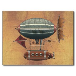 The Airship Aleutian Steampunk Flying Machine Post Card