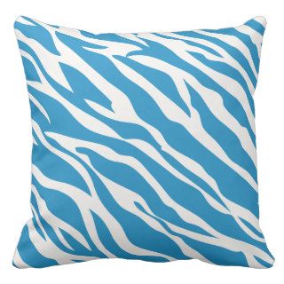 Blue and Off White Zebra Design Pillow