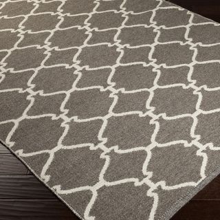 Hand woven Overcasttrellis Grey Brown Wool Rug (5 X 8)