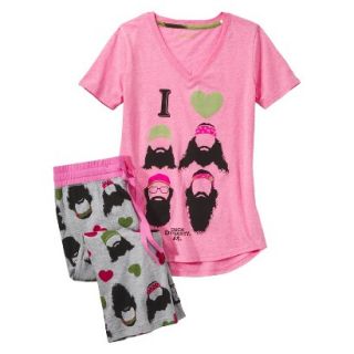 Duck Dynasty Juniors 2 Pc Pajama Set   Pink/Grey L