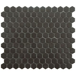 Somertile Manhattan Hex Antique Black 10.25x12 inch Unglazed Porcelain Mosaic Tiles (pack Of 10)