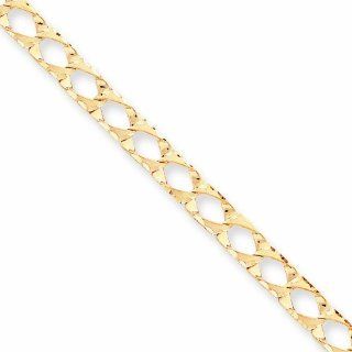 10K Gold Fancy Link Bracelet 8 Inches Jewelry
