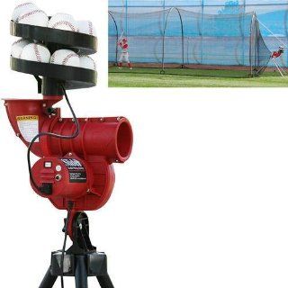 Slider Curve Lite ball Machine with Feeder & 24 X 12 X 12 Batting Cage Plus 12 Balls  Baseball Pitching Machines  Sports & Outdoors